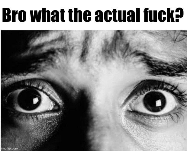 Unnerved Stare | Bro what the actual fuck? | image tagged in unnerved stare | made w/ Imgflip meme maker