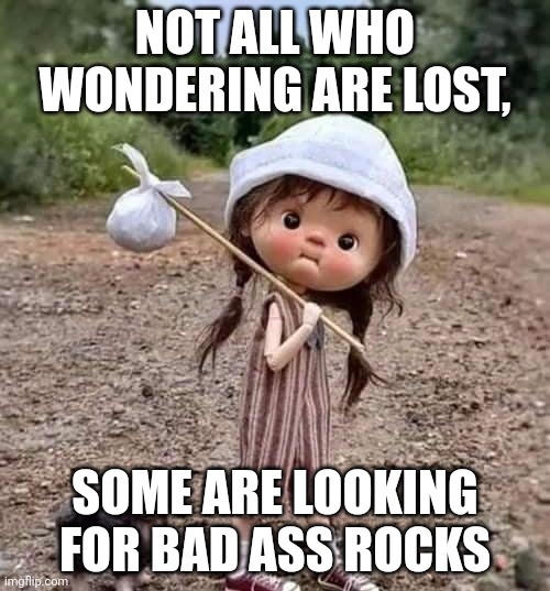 Wondering | NOT ALL WHO WONDERING ARE LOST, SOME ARE LOOKING FOR BAD ASS ROCKS | image tagged in rocks | made w/ Imgflip meme maker