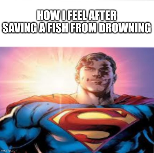 +1000 aura | HOW I FEEL AFTER SAVING A FISH FROM DROWNING | image tagged in superman starman meme,fish,ocean,drowning | made w/ Imgflip meme maker