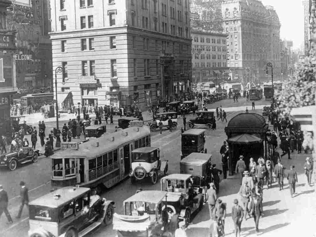 1913 street scene traffick Blank Meme Template