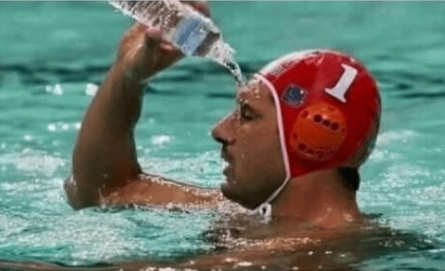 Water poured on man in pool Blank Meme Template