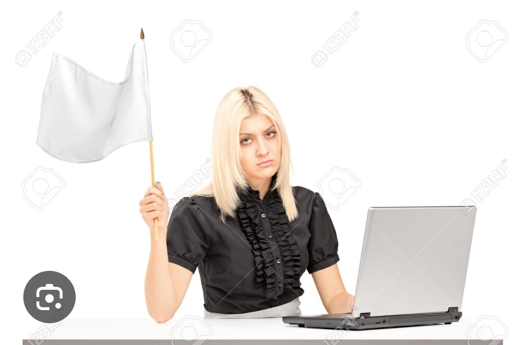 Blonde woman surrendering Blank Meme Template