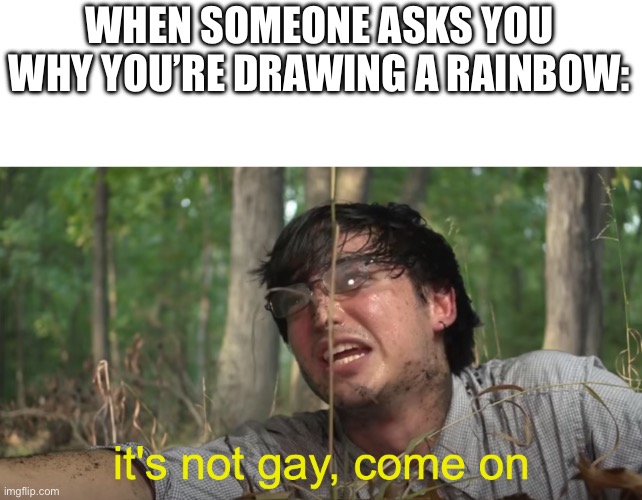 filthy frank it's not gay, come on | WHEN SOMEONE ASKS YOU WHY YOU’RE DRAWING A RAINBOW: | image tagged in filthy frank it's not gay come on | made w/ Imgflip meme maker