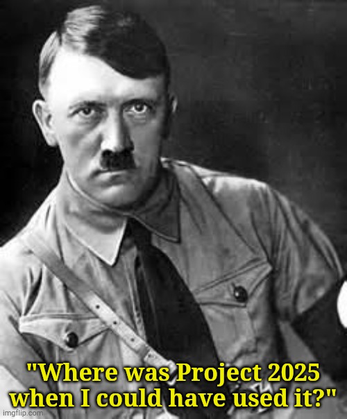 Project 2025 | "Where was Project 2025 when I could have used it?" | image tagged in adolf hitler | made w/ Imgflip meme maker