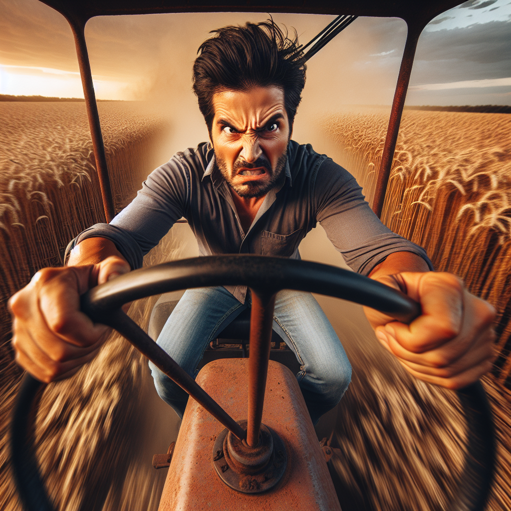 angry farmer driving towards me on a field Blank Meme Template