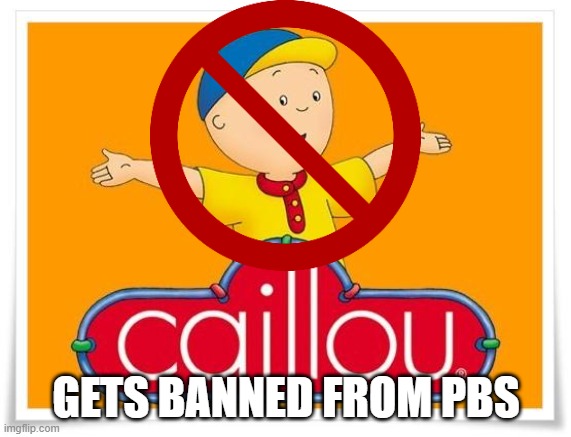 caillou got banned LOL | GETS BANNED FROM PBS | image tagged in caillou | made w/ Imgflip meme maker