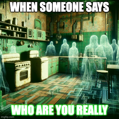 who are you really | WHEN SOMEONE SAYS; WHO ARE YOU REALLY | image tagged in ghosts | made w/ Imgflip meme maker