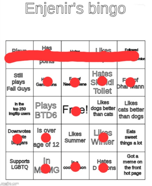 Don't mind me captioning the old one | image tagged in enjenir's bingo | made w/ Imgflip meme maker