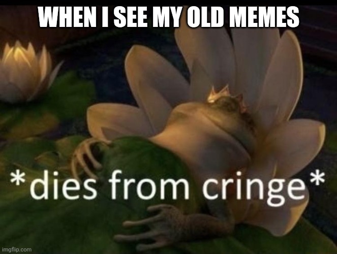 Old memes | WHEN I SEE MY OLD MEMES | image tagged in dies from cringe | made w/ Imgflip meme maker