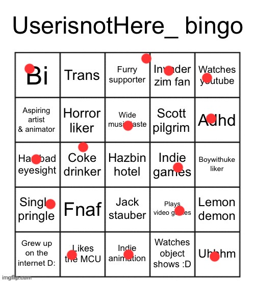 Userisnothere bingo | image tagged in userisnothere bingo | made w/ Imgflip meme maker