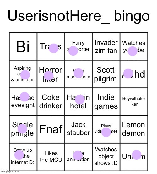 Userisnothere bingo | image tagged in userisnothere bingo | made w/ Imgflip meme maker