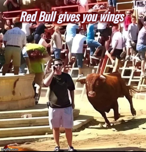 A Commercial I want to see | Red Bull gives you wings | image tagged in red bull,a jolt,surprise,now thats what i call,entertainment,flying | made w/ Imgflip meme maker
