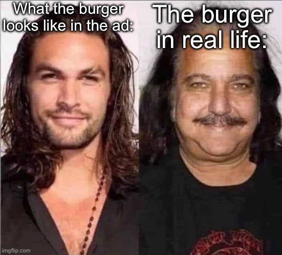 Burger | What the burger looks like in the ad:; The burger in real life: | image tagged in nothing burger,hamburger | made w/ Imgflip meme maker