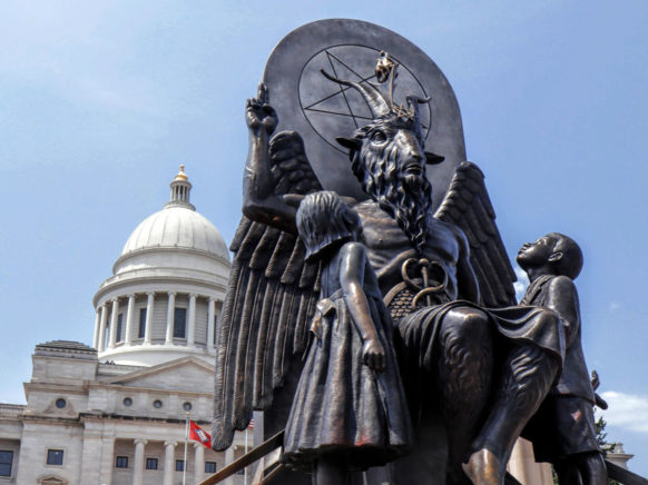 Hail Satan statue Louisiana Fanatics Idiots funny atheists Blank Meme Template