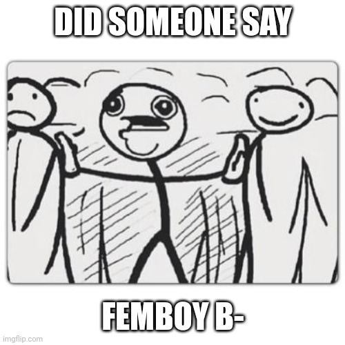 Did someone say | DID SOMEONE SAY FEMBOY B- | image tagged in did someone say | made w/ Imgflip meme maker