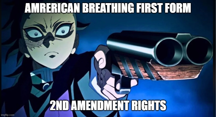 please help i want to know what all the forms of american breathing is | AMRERICAN BREATHING FIRST FORM; 2ND AMENDMENT RIGHTS | made w/ Imgflip meme maker