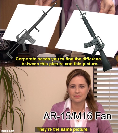 Guess I'm the only M16/AR-15 Fan in this stream... | AR-15/M16 Fan | image tagged in memes,they're the same picture | made w/ Imgflip meme maker