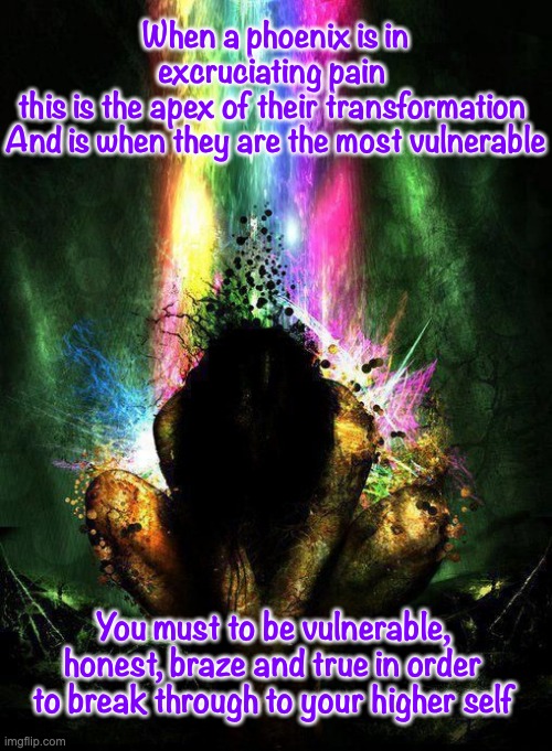 Phoenix Rising | When a phoenix is in excruciating pain 
this is the apex of their transformation 
And is when they are the most vulnerable; You must to be vulnerable, honest, braze and true in order to break through to your higher self | image tagged in abundance | made w/ Imgflip meme maker