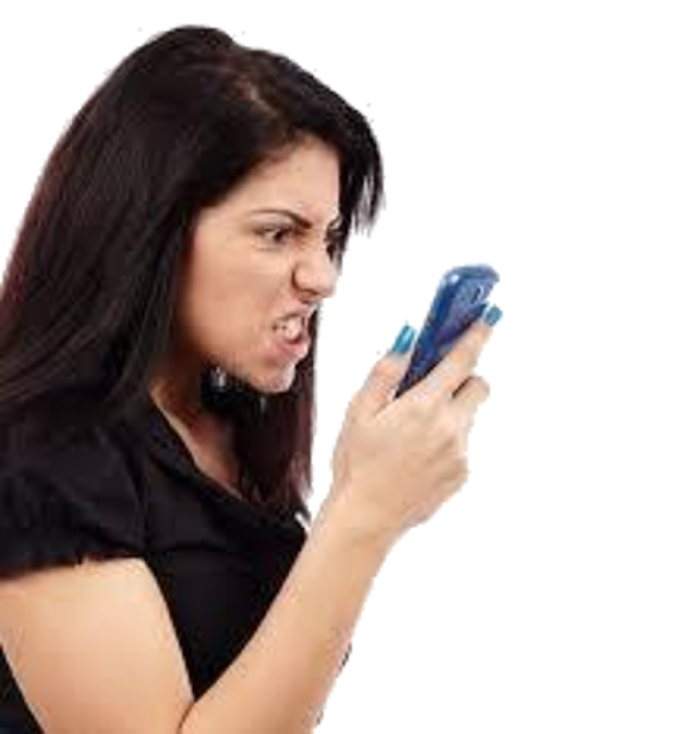 Mujer celosa enojada viendo su un telefono Blank Meme Template
