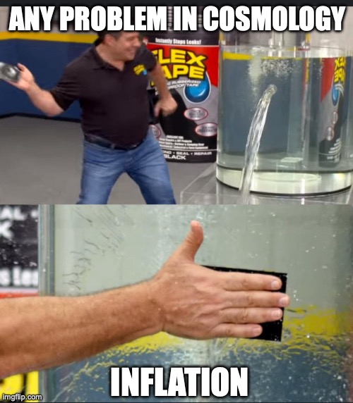 Cosmology problems | ANY PROBLEM IN COSMOLOGY; INFLATION | image tagged in physics,cosmology | made w/ Imgflip meme maker