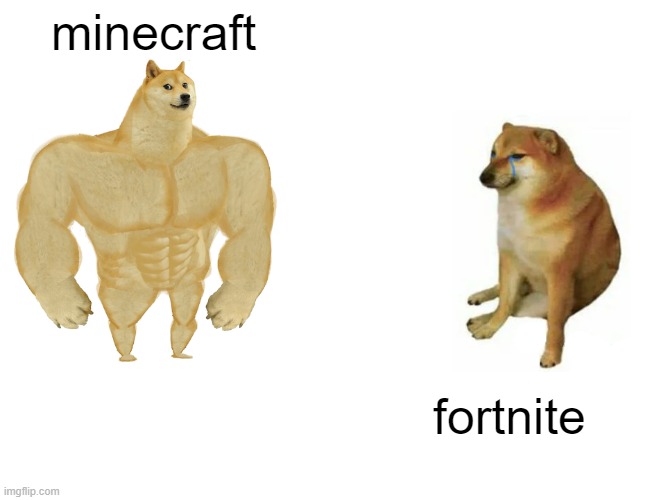 fax | minecraft; fortnite | image tagged in memes,buff doge vs cheems | made w/ Imgflip meme maker