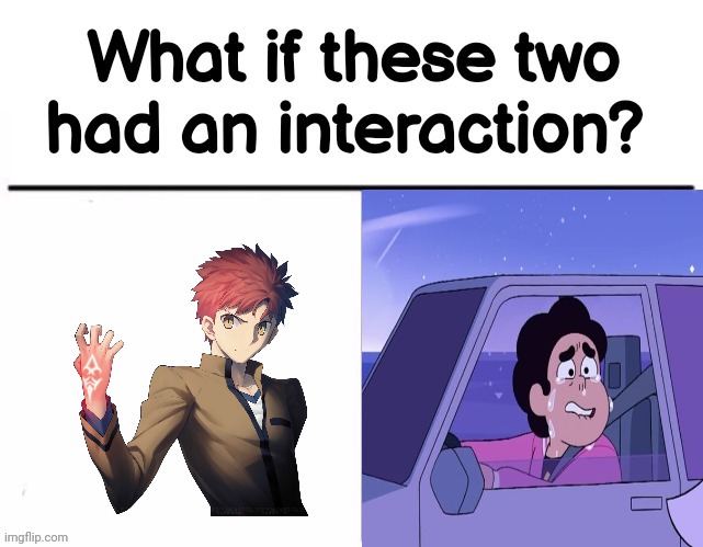 Shirou Emiya and Steven | image tagged in what if these two had an interaction | made w/ Imgflip meme maker