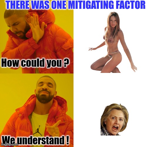 Drake Hotline Bling Meme | How could you ? We understand ! THERE WAS ONE MITIGATING FACTOR | image tagged in memes,drake hotline bling | made w/ Imgflip meme maker