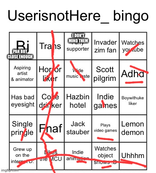 double bingo | I DON'T MIND THEM; PAN BUT CLOSE ENOUGH | image tagged in userisnothere bingo | made w/ Imgflip meme maker