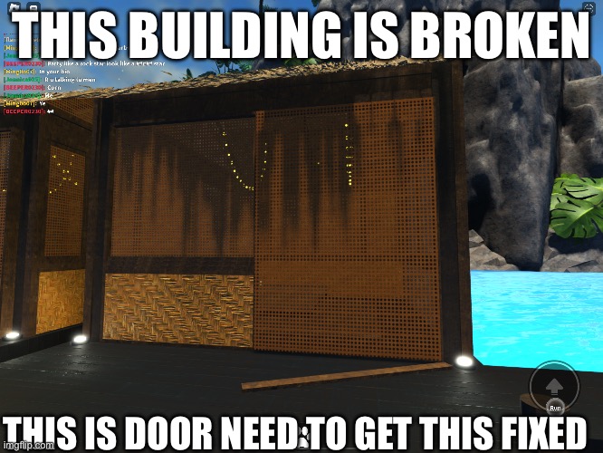 Broken door | THIS BUILDING IS BROKEN; THIS IS DOOR NEED TO GET THIS FIXED | image tagged in building | made w/ Imgflip meme maker