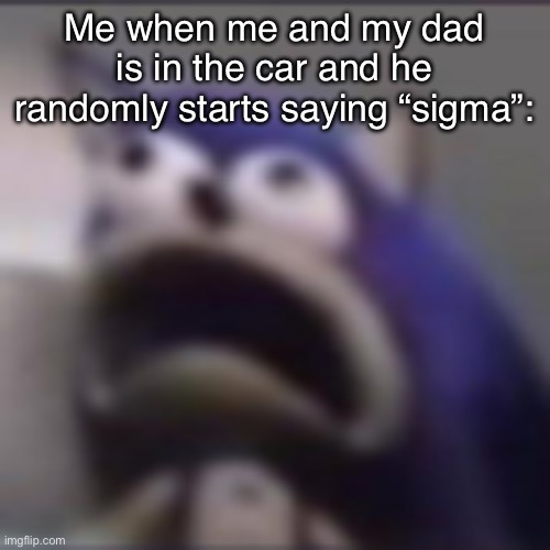 :( | Me when me and my dad is in the car and he randomly starts saying “sigma”: | image tagged in distress,wawa | made w/ Imgflip meme maker