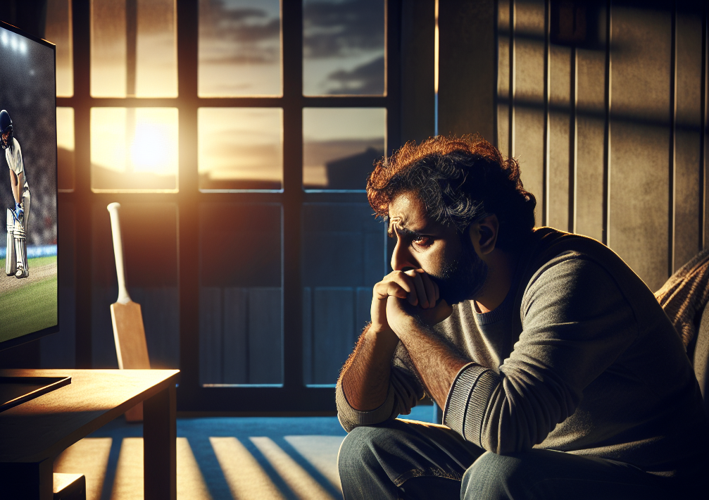 man getting depressed after watching cricket Blank Meme Template
