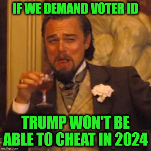 Foresight is Better than Hind | IF WE DEMAND VOTER ID; TRUMP WON'T BE ABLE TO CHEAT IN 2024 | image tagged in memes,laughing leo | made w/ Imgflip meme maker