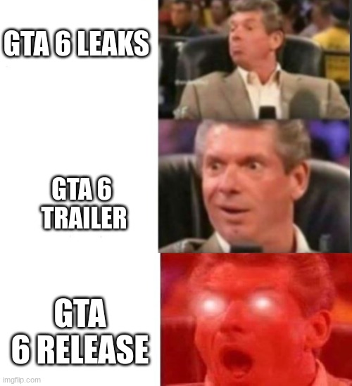 gta 6 | GTA 6 LEAKS; GTA 6 
TRAILER; GTA 6 RELEASE | image tagged in gta 6 | made w/ Imgflip meme maker