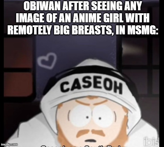 *proceeds to ban that user* | OBIWAN AFTER SEEING ANY IMAGE OF AN ANIME GIRL WITH REMOTELY BIG BREASTS, IN MSMG: | image tagged in caseoh,anime girl,slander | made w/ Imgflip meme maker