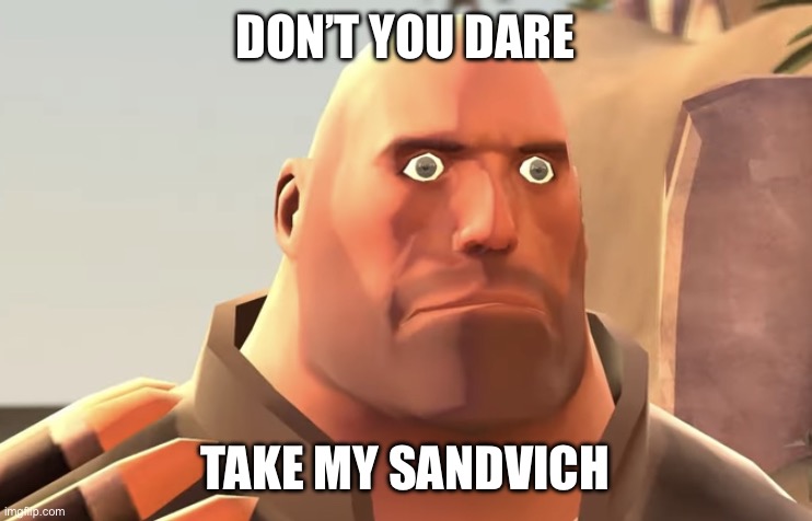 Heavy stare | DON’T YOU DARE TAKE MY SANDVICH | image tagged in heavy stare | made w/ Imgflip meme maker