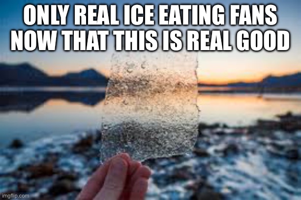 Yummers | ONLY REAL ICE EATING FANS NOW THAT THIS IS REAL GOOD | image tagged in tasty | made w/ Imgflip meme maker