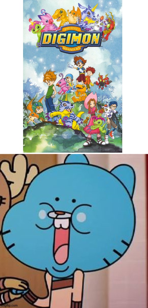 Even Gumball loves Digimon | image tagged in happy gumball,digimon,anime | made w/ Imgflip meme maker