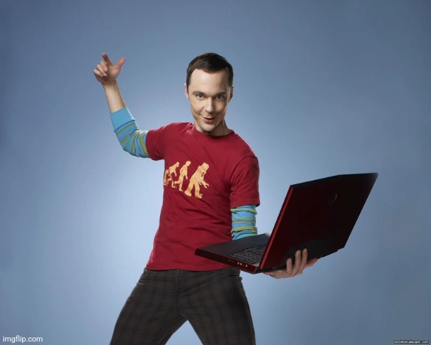 Just made a silly youtube video. Link in comments | image tagged in sheldon cooper laptop | made w/ Imgflip meme maker