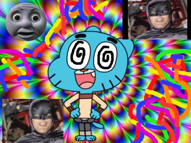 Gumball on LSD | image tagged in lsd | made w/ Imgflip meme maker