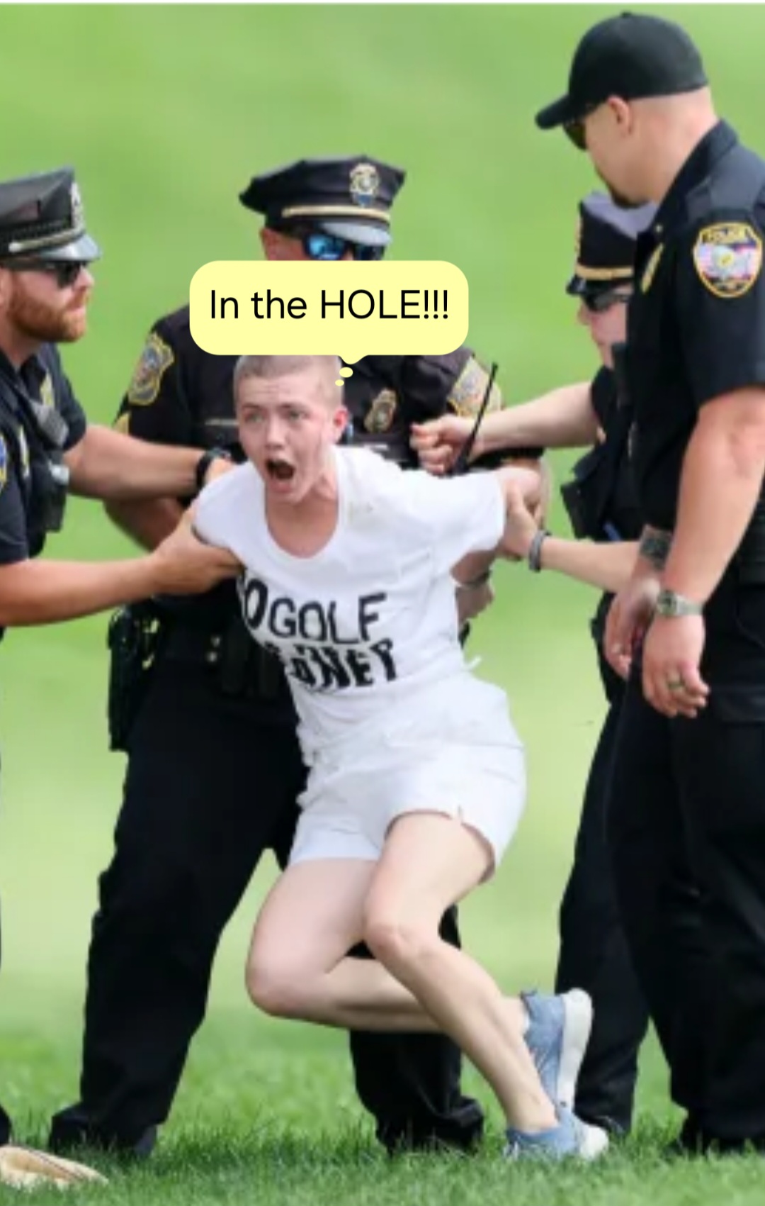 High Quality Protesting at golf course. Blank Meme Template