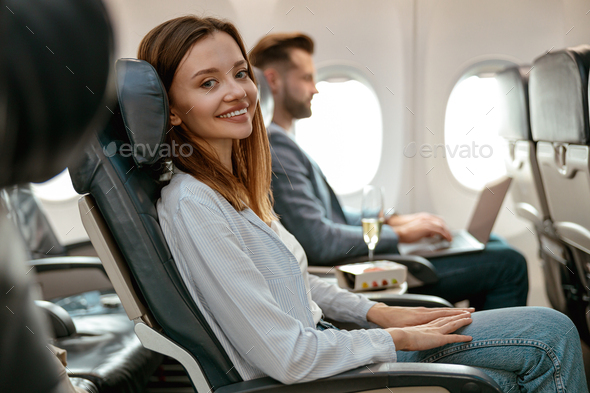 High Quality Woman on plane Blank Meme Template