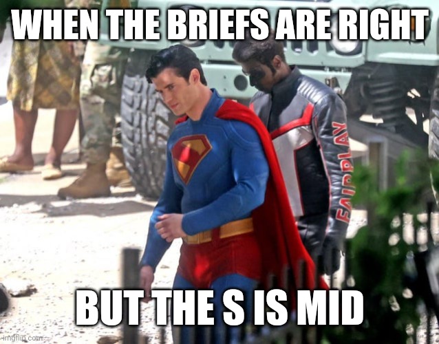 WHEN THE BRIEFS ARE RIGHT; BUT THE S IS MID | image tagged in damn,superman | made w/ Imgflip meme maker