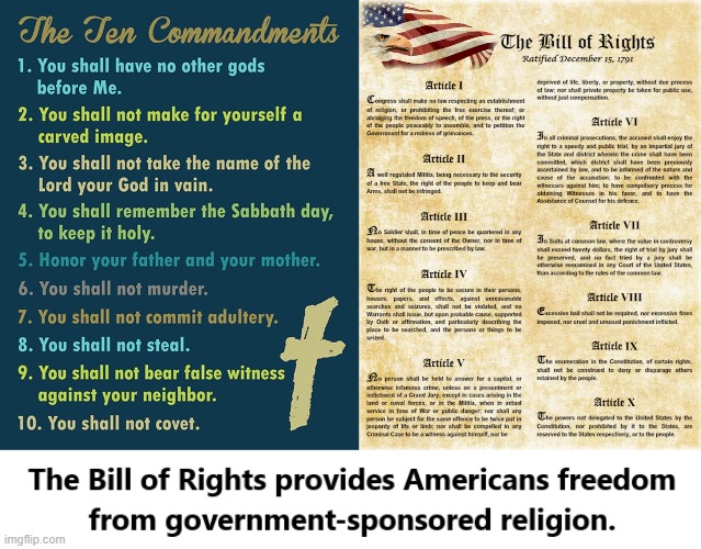 Post this! | image tagged in bill of rights,first amendment,american rights,ten commandments,no government-sponsored religion | made w/ Imgflip meme maker