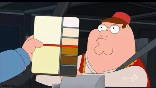 Peter Griffin skin color chart race terrorist blank | image tagged in peter griffin skin color chart race terrorist blank | made w/ Imgflip meme maker