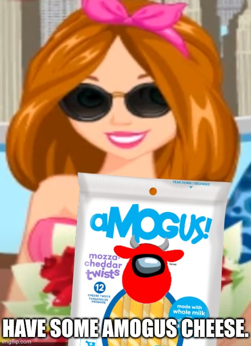 Zaely wants to share the Amogus cheese | HAVE SOME AMOGUS CHEESE. | image tagged in zaely,pop up school 2,pus2,x ia for x,amogus cheese,amogus | made w/ Imgflip meme maker