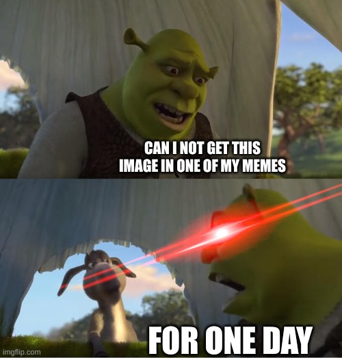 Shrek For Five Minutes | CAN I NOT GET THIS IMAGE IN ONE OF MY MEMES FOR ONE DAY | image tagged in shrek for five minutes | made w/ Imgflip meme maker