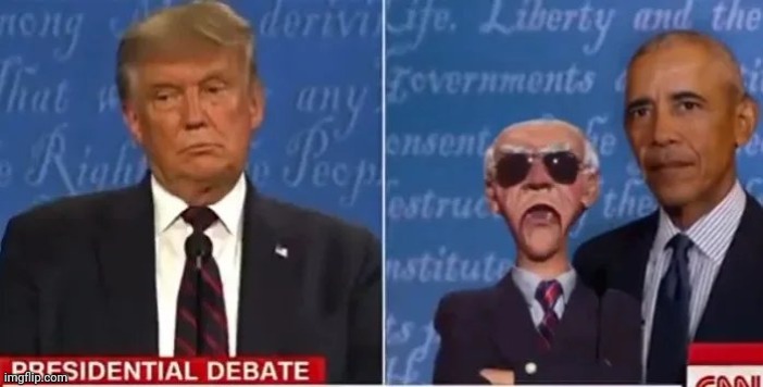 Since Joe got caught with an earpiece last time | image tagged in presidential debate,taking no chances,monkey puppet,president,jobama,gang up on him | made w/ Imgflip meme maker