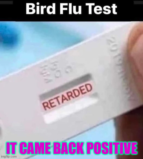 Bird flu test | IT CAME BACK POSITIVE | image tagged in bird flu test | made w/ Imgflip meme maker
