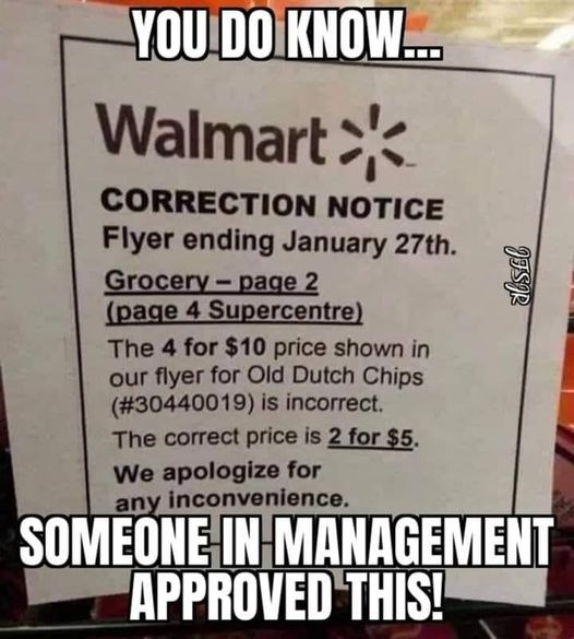Price correction notice! | image tagged in walmart,price correction,kewlew | made w/ Imgflip meme maker
