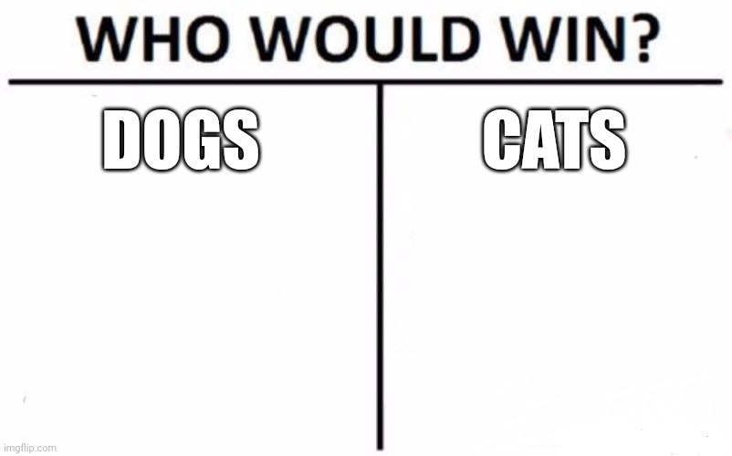 Who Would Win? Meme | DOGS; CATS | image tagged in memes,who would win | made w/ Imgflip meme maker
